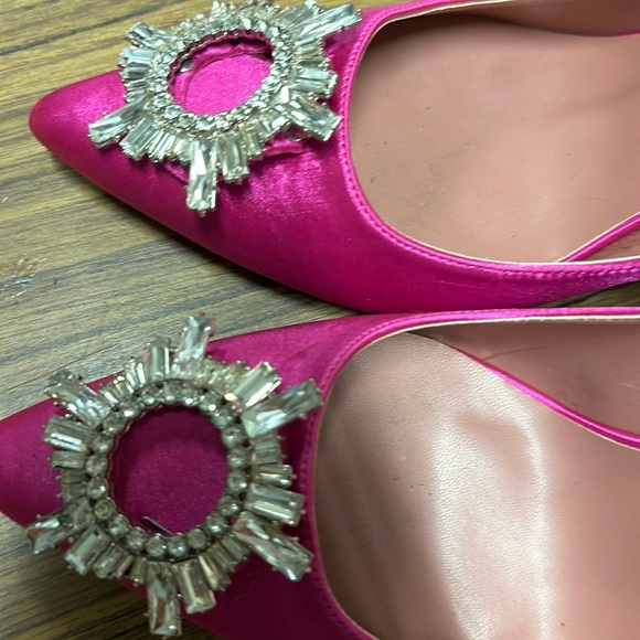 ‼️$10 - Zzheels Women's Triangle Heel Pumps Pointed Toe Size 10 Fuchsia Pink - Picture 6 of 10